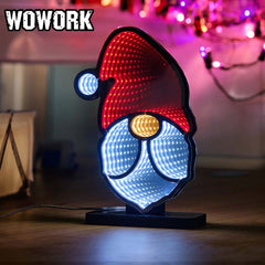 WOWORK New Product neon tube RGB 5V USB Ins style Infinity Mirror tunnel Sign 3D Illusion effect Christmas stocking lights for festival