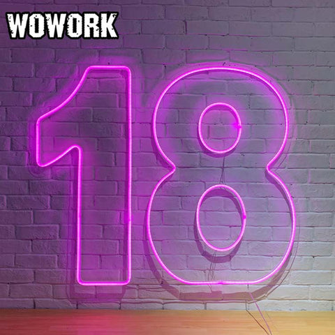 18 number neon sign for party