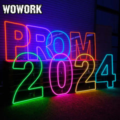 RGB neon letters stand for prom party event