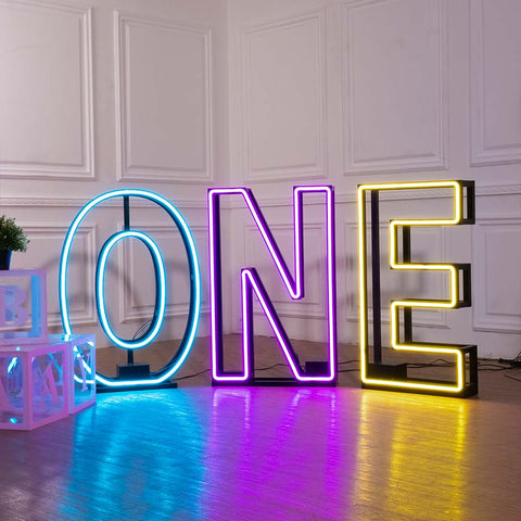 RGB neon letters sign